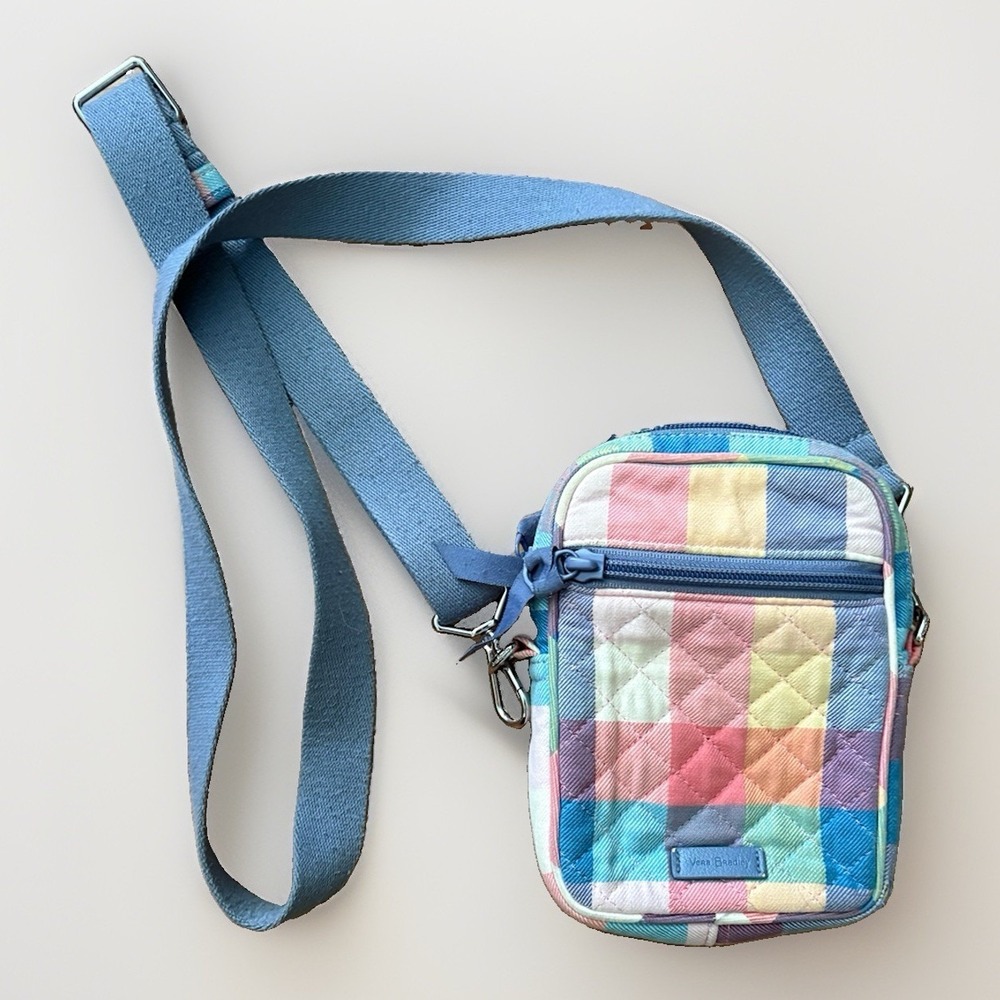 Vera Bradley Small Quilted Cotton Convertible Crossbody Tropics Plaid Bag